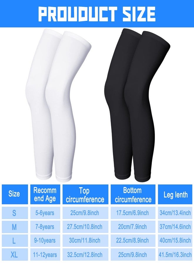 JenPen 4 Pieces Kids Long Compression Leg Sleeve Full Length UV Protection for Boy Girl Youth Cycling Basketball Sports - Image 2