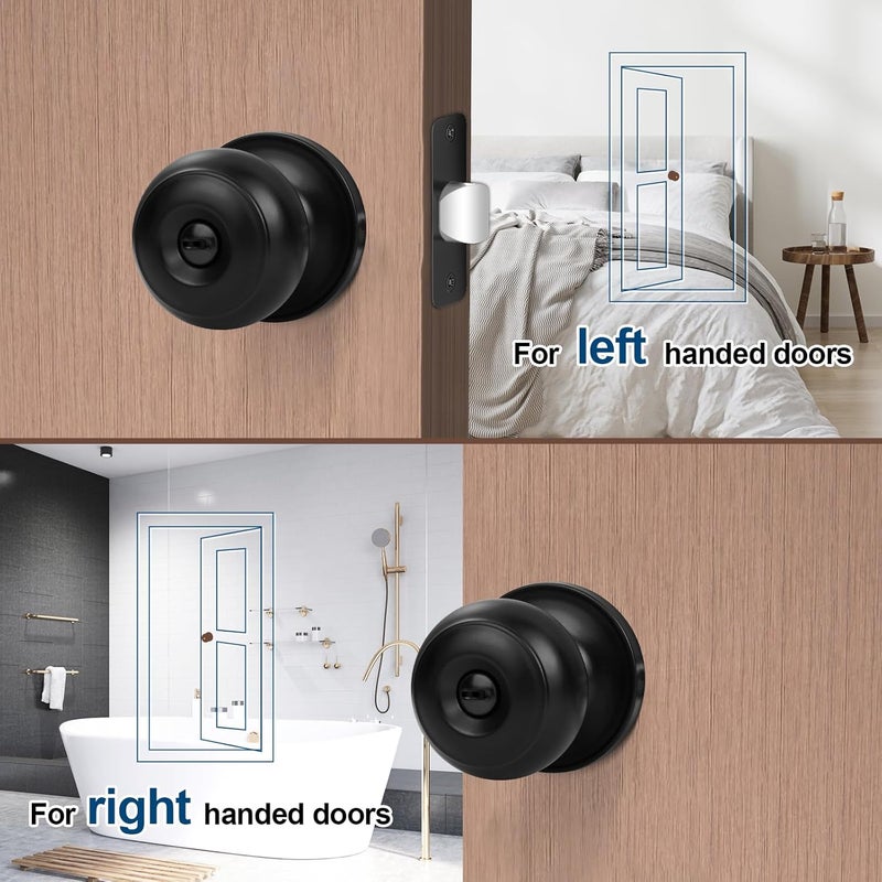 Estmoon 6 Pack Door Knobs, Matte Black Privacy Door Knob with Lock, Keyless Door Handle with Lock for Bedrooms/Bathrooms - Image 5