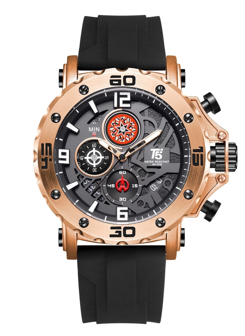 T5 - T5 Men's Chronograph Silicone strap Watch - Image 1