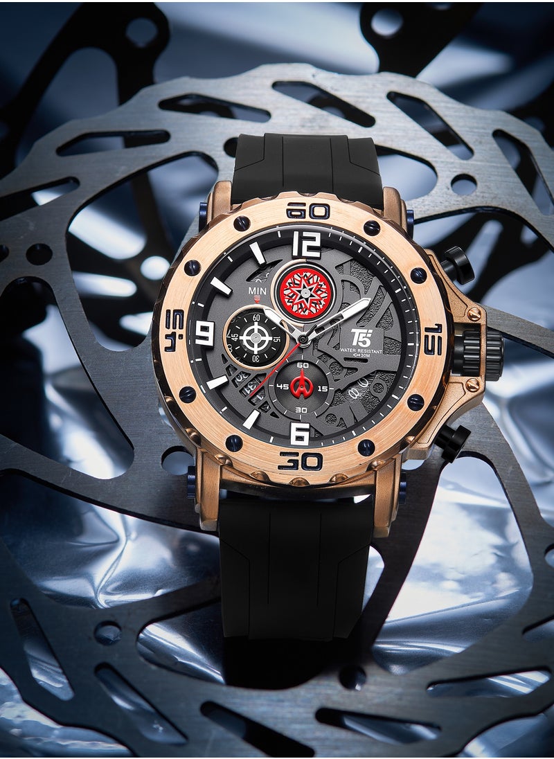 T5 - T5 Men's Chronograph Silicone strap Watch - Image 1