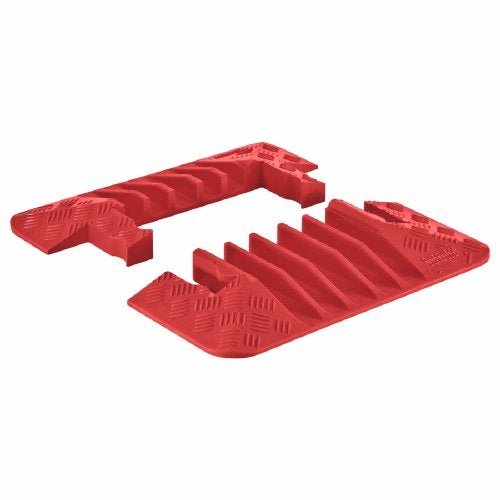 Checkers End Cap 5 Channel Medium Profile Drive Over Cable Protector, Interlocking Design for Heavy Duty Loads up to 21,000 Pounds, Polyurethane Construction, Orange, GDEC5X125-O - Image 1
