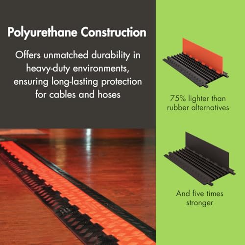 Checkers End Cap 5 Channel Medium Profile Drive Over Cable Protector, Interlocking Design for Heavy Duty Loads up to 21,000 Pounds, Polyurethane Construction, Orange, GDEC5X125-O - Image 4