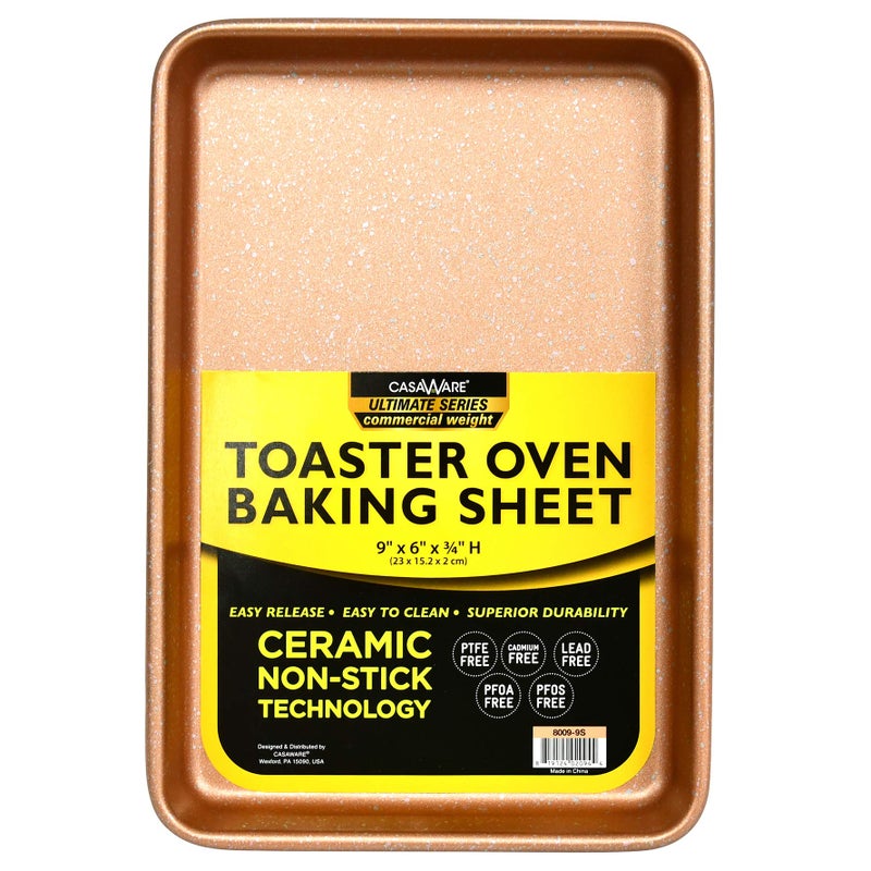 casaWare casaWare 9 x 6 x 075Inch Toaster Oven Ultimate Series Commercial Weight Ceramic NonStick Coating Baking Pan Rose Gold Granite 