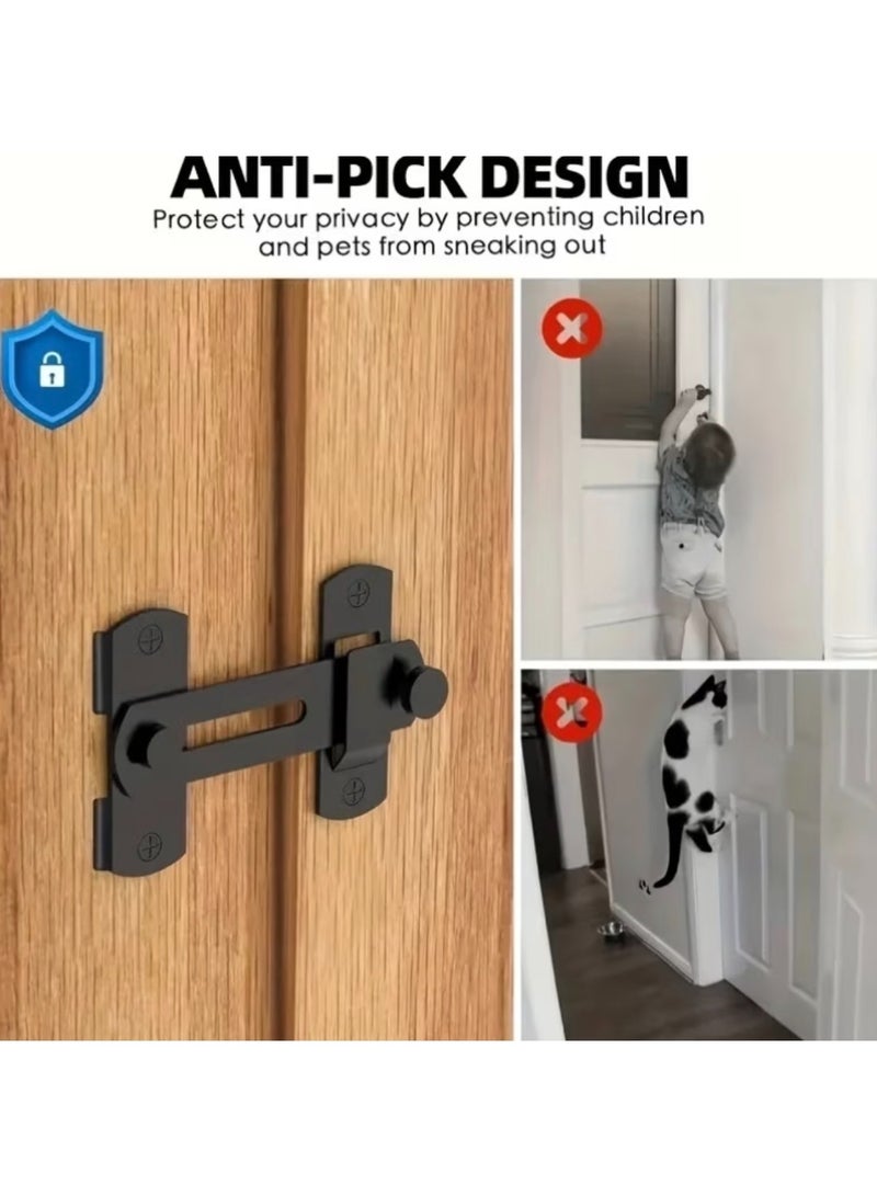 CleanWave - The Pure Effect Black Stainless Steel Barn Door Lock – 180° Flip Sliding Latch for Doors, Bathrooms, Garages, Gates & Cabinets | Heavy-Duty Privacy & Security Lock - Image 5