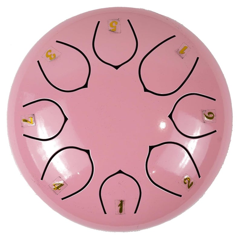 Regis 8 Notes 6 Inch Soft Pink Alloy Steel Tongue Drum – Handpan Percussion Drum for Kids & Adults, Meditation, Yoga, Music Therapy – Includes Mallets, Finger Picks & Travel Bag – Soft Pink - Image 2