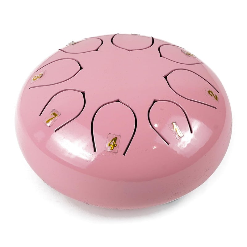 Regis 8 Notes 6 Inch Soft Pink Alloy Steel Tongue Drum – Handpan Percussion Drum for Kids & Adults, Meditation, Yoga, Music Therapy – Includes Mallets, Finger Picks & Travel Bag – Soft Pink - Image 3