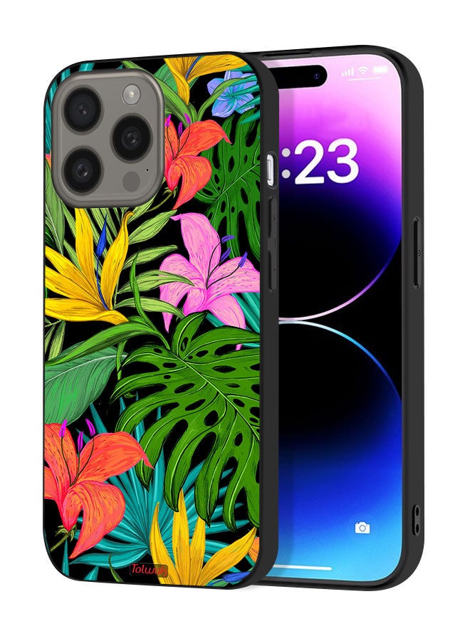 Tolwak Apple iPhone 15 Pro Max Protective Case Cover Pattern Tropical Flowers Leaves - Image 1