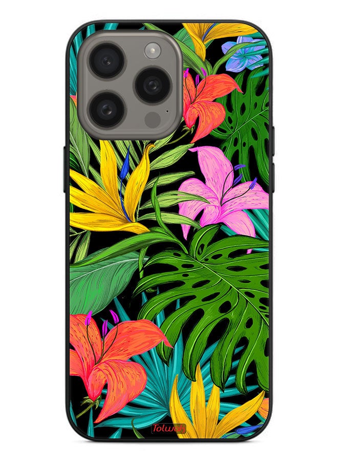 Tolwak Apple iPhone 15 Pro Max Protective Case Cover Pattern Tropical Flowers Leaves - Image 2