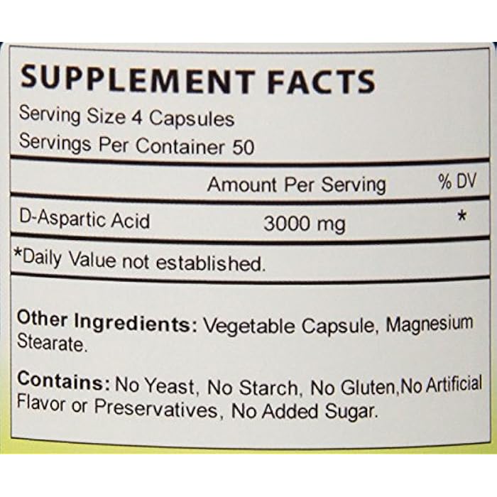 Biotech Nutritions D-Aspartic Acid Dietary Supplement, 3000 mg., 200 Count - Image 4