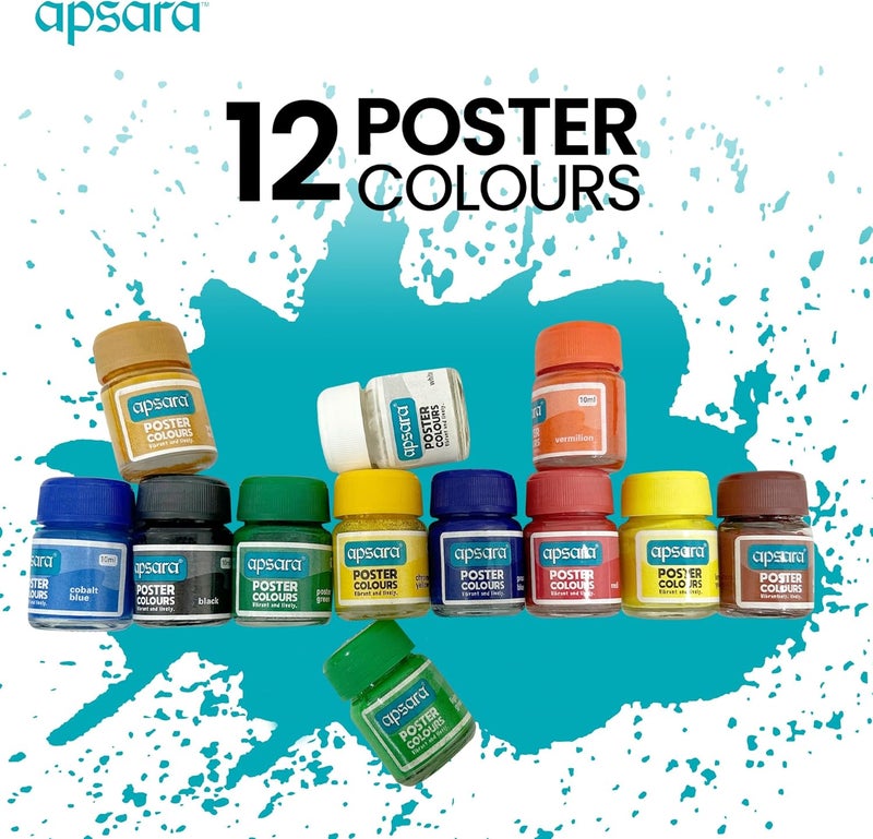 Apsara Poster Colors - 12 Shades Set - Image 5