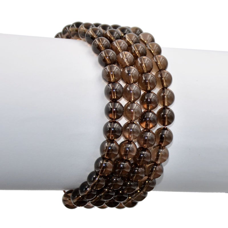 AD Beads Natural Gemstone Round Beads Stretch Bracelet Healing Reiki 8mm (Smoky Quartz) - Image 3