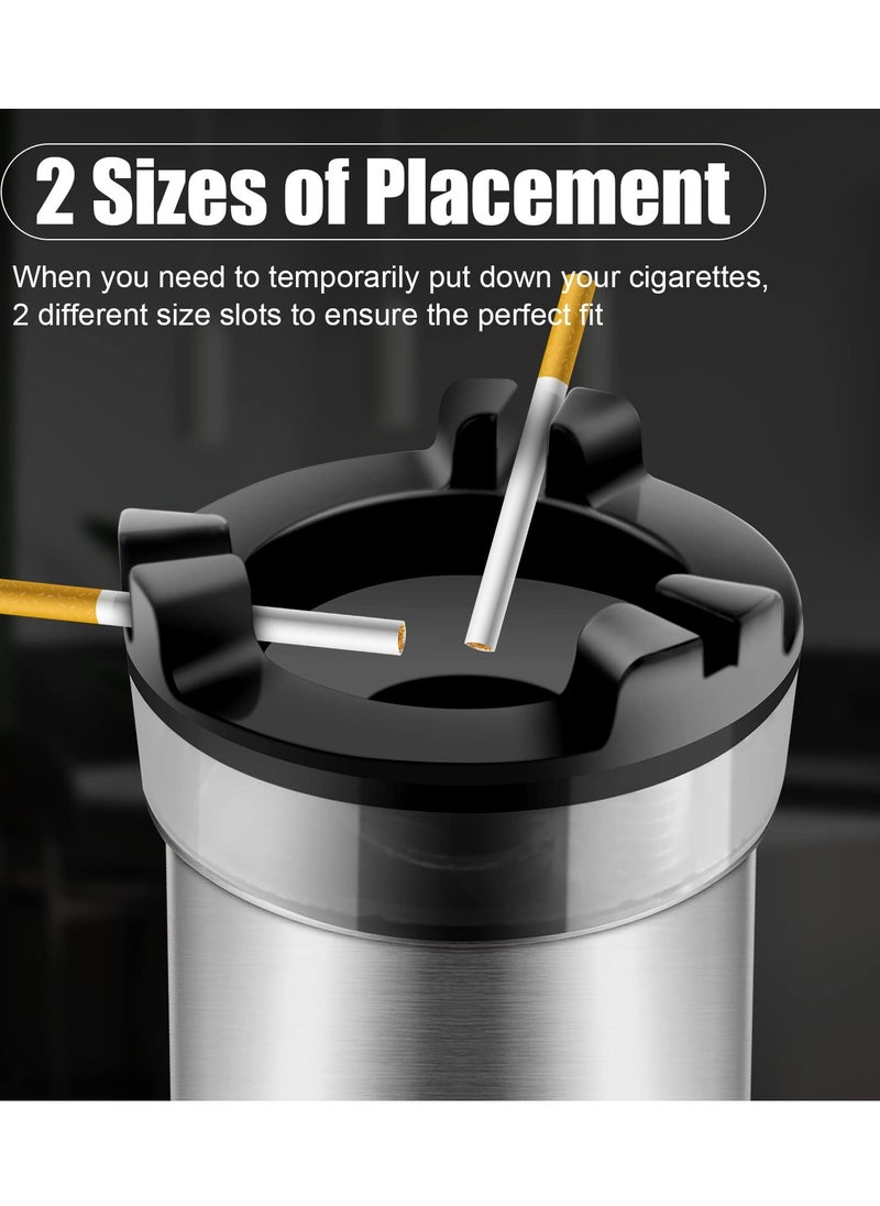 Excefore - Ashtray with Water Tank, Standing Ashtray with Trash Can, Ashtray and Waste Disposal for for Patio Home Office, Silver - Image 1