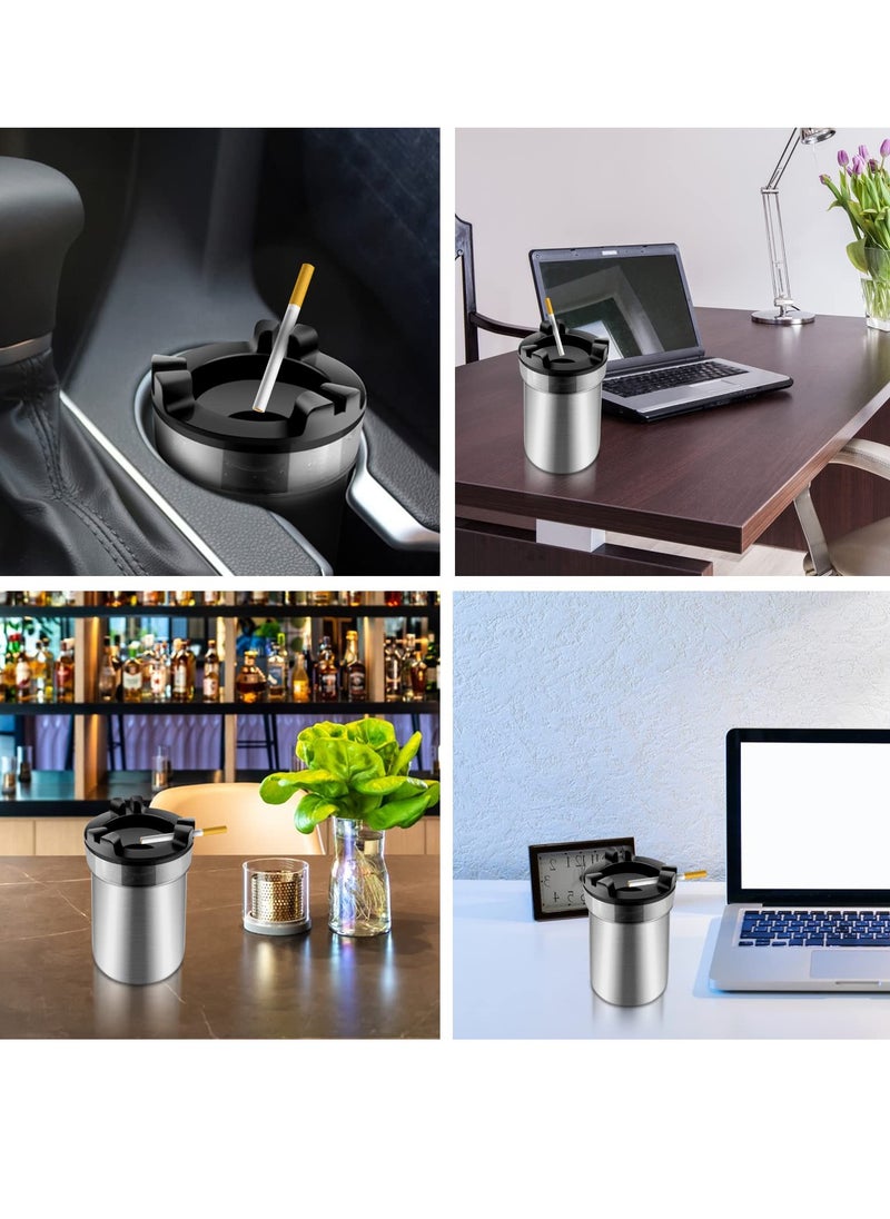 Excefore - Ashtray with Water Tank, Standing Ashtray with Trash Can, Ashtray and Waste Disposal for for Patio Home Office, Silver - Image 1