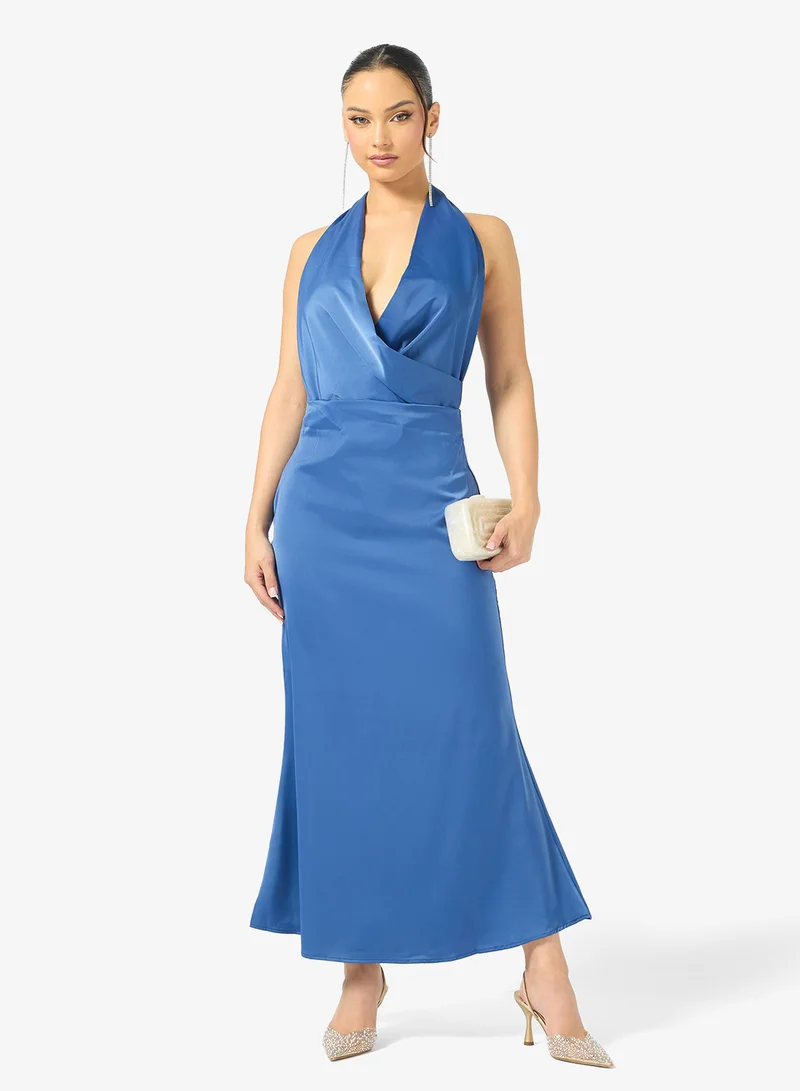 جينجر فستان ساتان بياقة وشاح