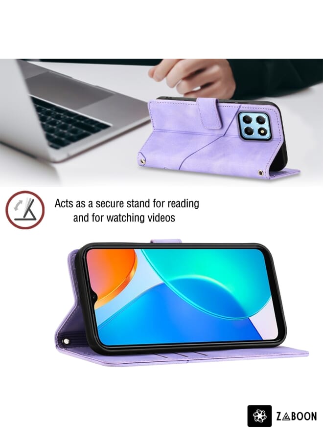 Zaboon Protective Case For Honor X6 / X8 5G Skin-feel Embossed Leather - Image 4