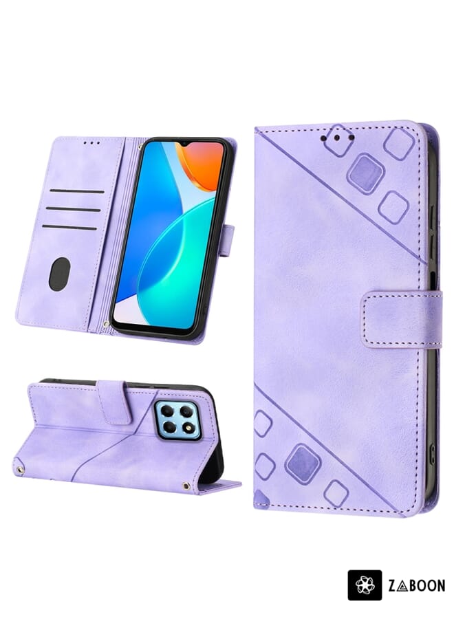 Zaboon Protective Case For Honor X6 / X8 5G Skin-feel Embossed Leather - Image 1