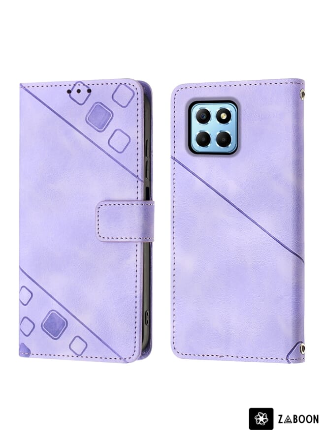 Zaboon Protective Case For Honor X6 / X8 5G Skin-feel Embossed Leather - Image 2