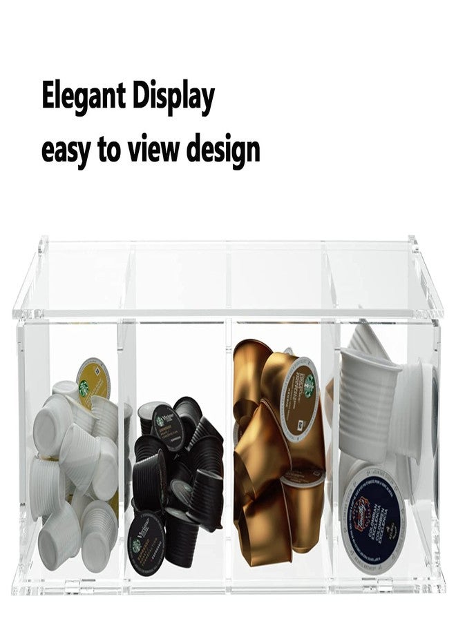 RR RAXMIN Coffee Capsule Holder Acrylic Box K Cup Holder Coffee Pod Storage Clear Acrylic 4 Compartment with Lid Organizer Coffee Bar Accessories - Image 4