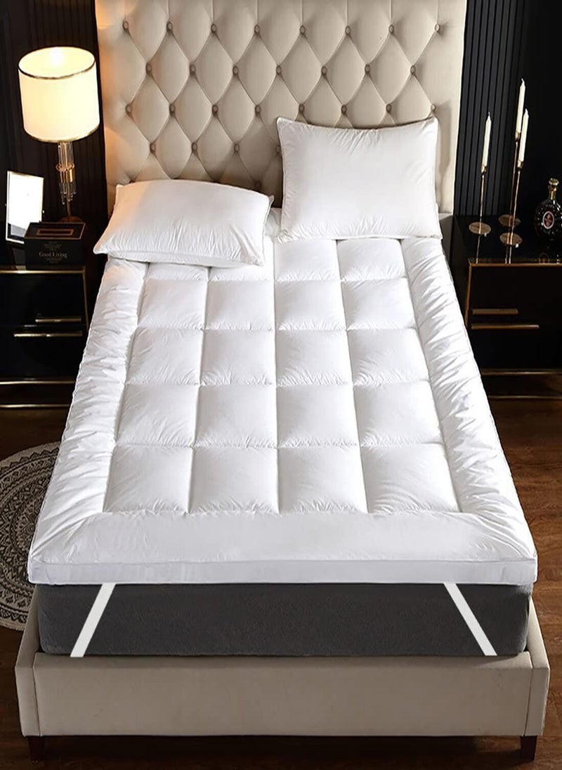 Blueberry Cotton Mattress Topper Quilted Microfiber With 4 Corner Elastic 10cm Thick 180x200cm - Image 1