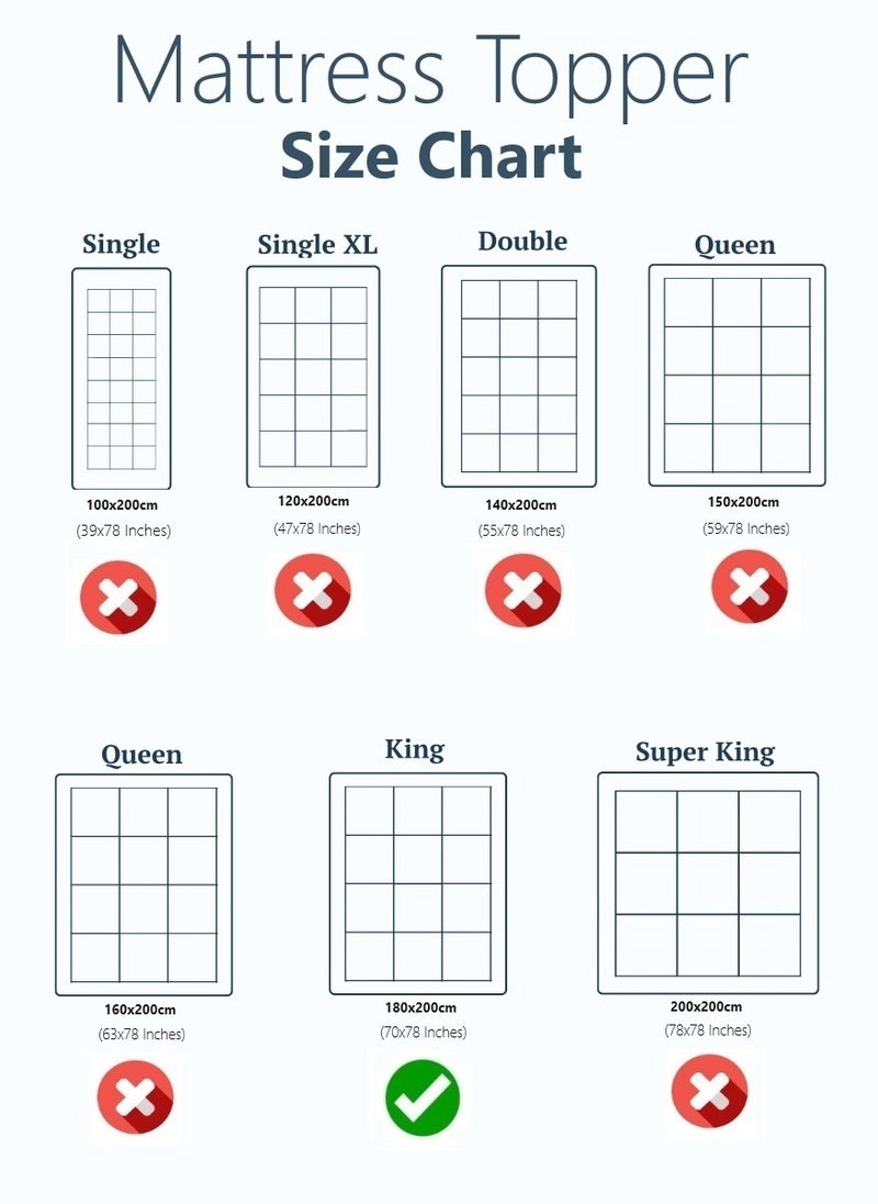 Blueberry Cotton Mattress Topper Quilted Microfiber With 4 Corner Elastic 10cm Thick 180x200cm - Image 5