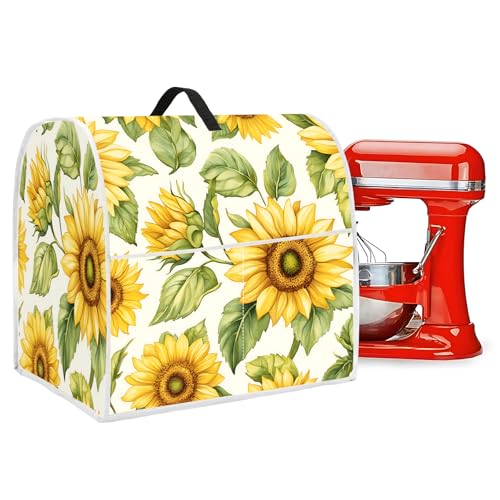 BVBOX Dust Cover Compatible with Stand MixerProtective Stand Mixer Cover with Pockets for Extra Accessories Sunflower For 68 qt Mixer - Image 3