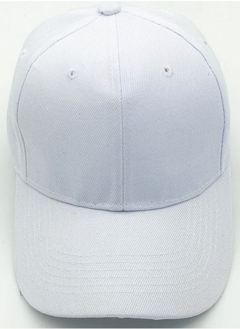 Classic White Polyester Baseball Cap - Adjustable Unisex Dad Hat for Running, Workouts, and Outdoor Activities in All Seasons