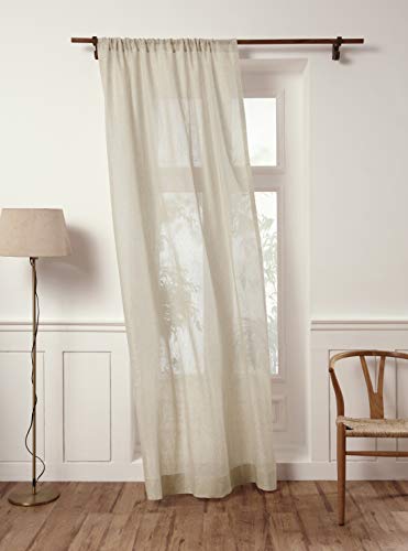 Solino Home Solino Home European Flax Linen Sheer Curtain 144 Inches Long 100 Pure Linen Light Natural 52 x 144 Inch Long Light Filtering Rod Pocket Window Curtains Panel for Living Room Bedroom 