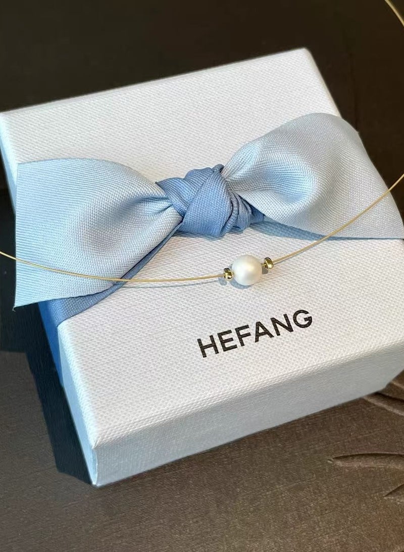 HEFANG Personalized And Fashionable White Moonlight Ribbon Earrings  - Image 1