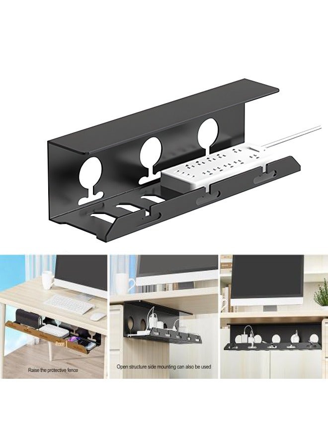Generic Metal Material Under Table Cable Management Tray, No Need to Drill Storage Shelf, Cable Storage Holder for Office Desk, Desk, Dressing Table, Coffee Table, Gaming Room - Image 1