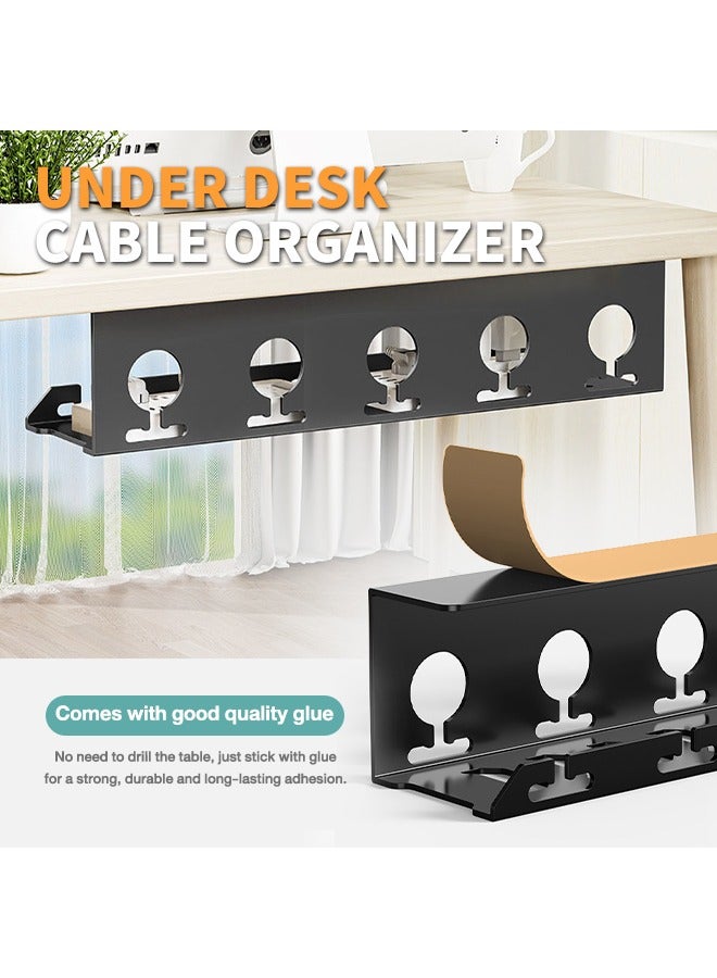 Generic Metal Material Under Table Cable Management Tray, No Need to Drill Storage Shelf, Cable Storage Holder for Office Desk, Desk, Dressing Table, Coffee Table, Gaming Room - Image 4