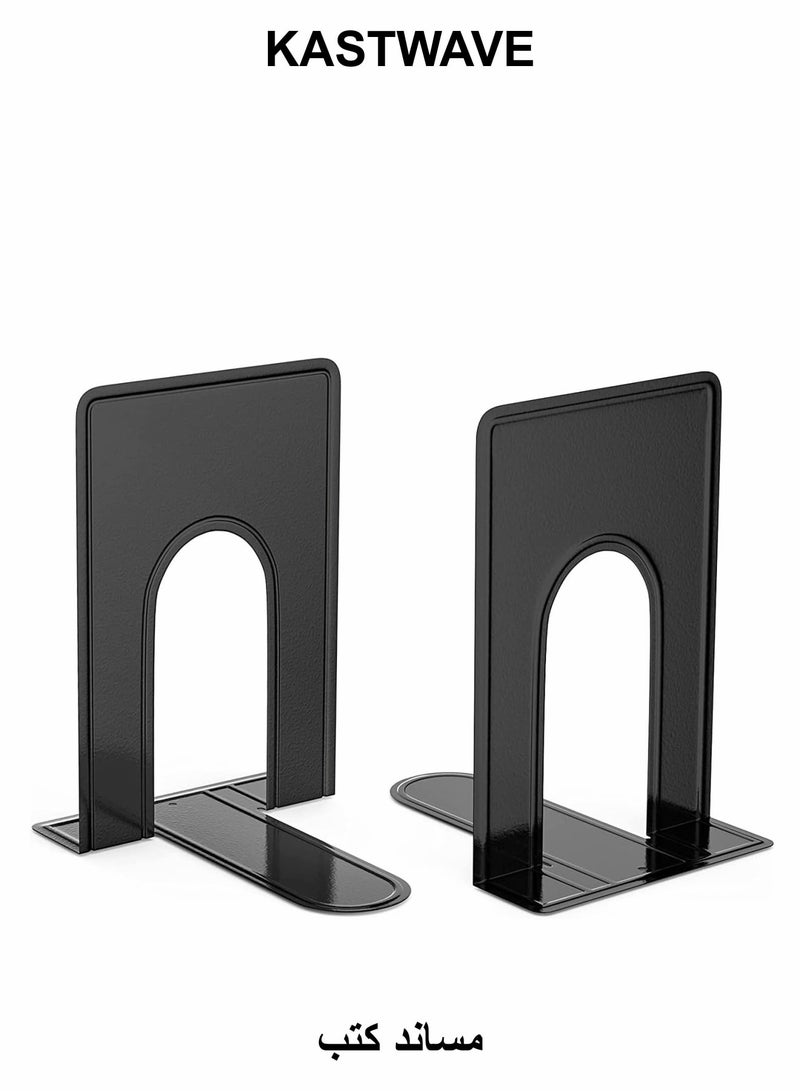 KASTWAVE Bookends, Universal Premium Bookends for Shelves, Heavy Duty Metal Bookend Support - Image 1