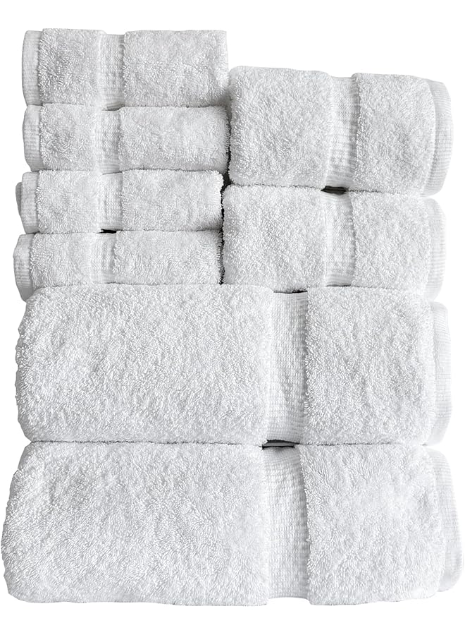 The Bros 680 GSM Premium Bath Towel Set – 8 Pieces (2 Bath Towels, 2 Hand Towels, 4 Washcloths) – 100% Combed Cotton, Highly Absorbent, Hotel & Spa Quality Towels for Bathroom (White) - Image 1