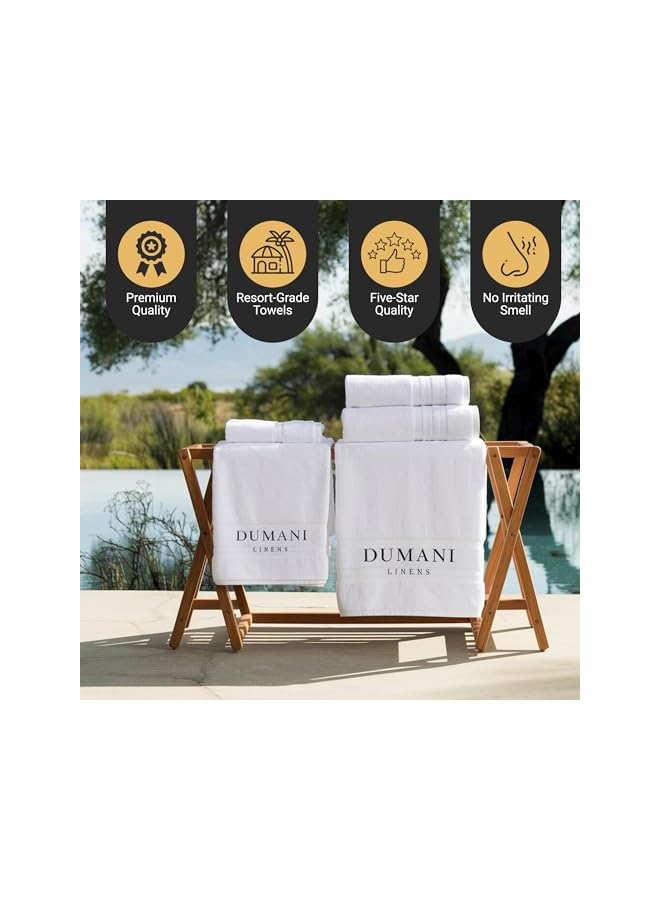 The Bros 680 GSM Premium Bath Towel Set – 8 Pieces (2 Bath Towels, 2 Hand Towels, 4 Washcloths) – 100% Combed Cotton, Highly Absorbent, Hotel & Spa Quality Towels for Bathroom (White) - Image 4