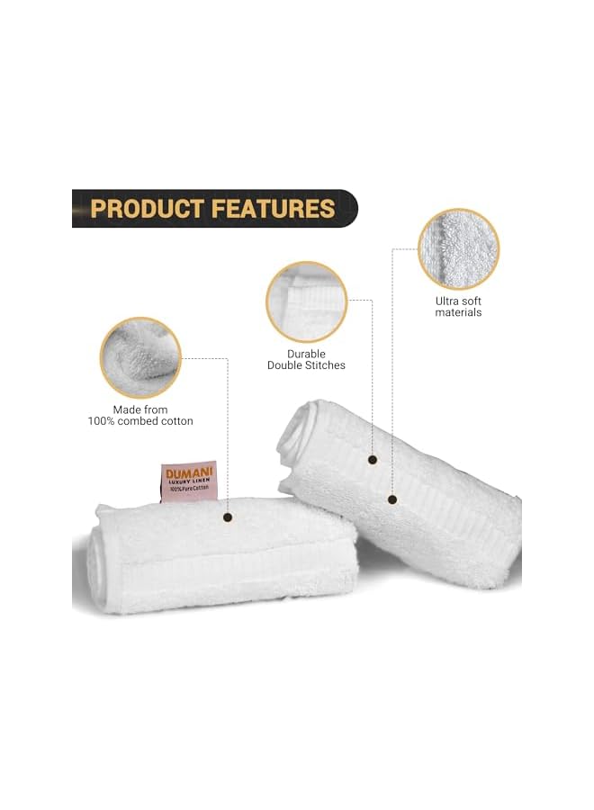 The Bros 680 GSM Premium Bath Towel Set – 8 Pieces (2 Bath Towels, 2 Hand Towels, 4 Washcloths) – 100% Combed Cotton, Highly Absorbent, Hotel & Spa Quality Towels for Bathroom (White) - Image 3