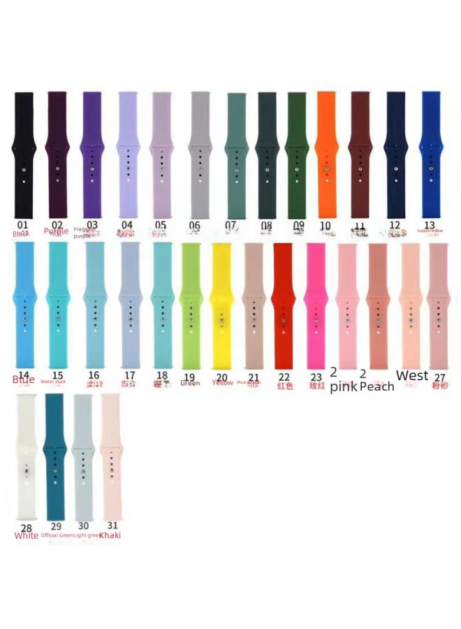 Suitable For Galaxy Active 2 Monochrome Reverse Buckle Silicone Strap 18/20/22mm Sport Inner Buckle Strap - Image 2