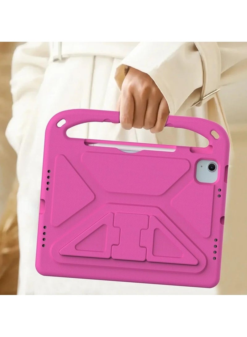 VKL Shocked Case Compatible with IPad Air 13 Inch (M3) 2025, Lightweight EVA Kids Friendly Shockproof Protective Case Cover with Handle and Invisible Bracket (Rose Red) - Image 4
