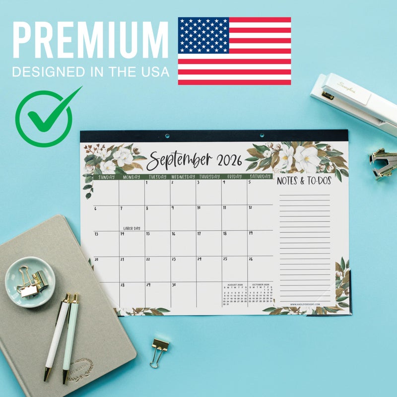 Hadley Designs Large Desk Calendar 2026-2027 - Desktop Calendar 2026, 18 -Month Desk Calendars for Home, Office & Classroom, Cute Magnolia Classroom Decor Teacher Must Haves, January 2026 to June 2027 - Image 4