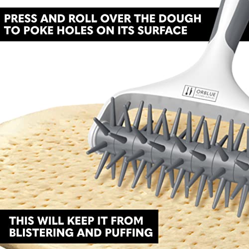 Orblue Pizza Dough Docker, Pastry Roller with Spikes, Pizza Docking Tool for Home & Commercial Kitchen - Pizza Making Accessories that Prevent Dough from Blistering Gray - Image 2