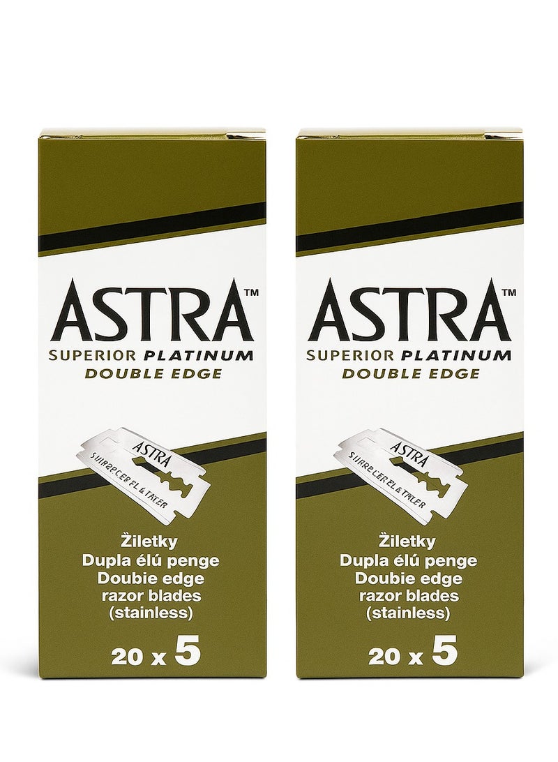 أسترا شفرات حلاقة أسترا مزدوجة الحافة من الفولاذ المقاوم للصدأ - عبوة 200 شفرة بجودة بلاتينية لحلاقة مثالية - Image 1