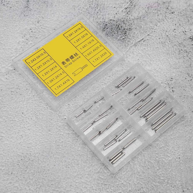 Brrnoo Strap Screw, 2 Boxes Watch Band Link Pins Strap Screw Set, Watch Repair Tool Kit Replacement Kit Accessories for Watchmaker - Image 1