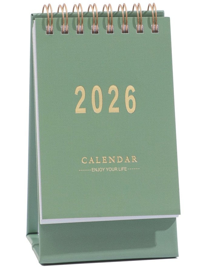 تقويم مكتبي صغير 2026-2027، من يناير 2026 إلى يونيو 2027، تقويم مكتبي صغير قابل للطي - تقويم شهري لعام 2026 - ورق سميك، تجليد حلزوني مزدوج للمنزل أو المكتب (أخضر) - Image 1