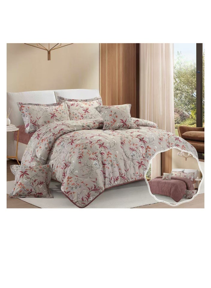 Blue Sky Luxurious Double bedspread made of 100% microfiber, reversible bed cover, double-filled duvet cover set, 6-piece sleeping set (filled duvet cover + fitted sheet + pillowcase + pillowcase). Bedspread measures 260 x 240 cm and duvet covers measure 200x200 cm (colors same as the picture) - Image 1