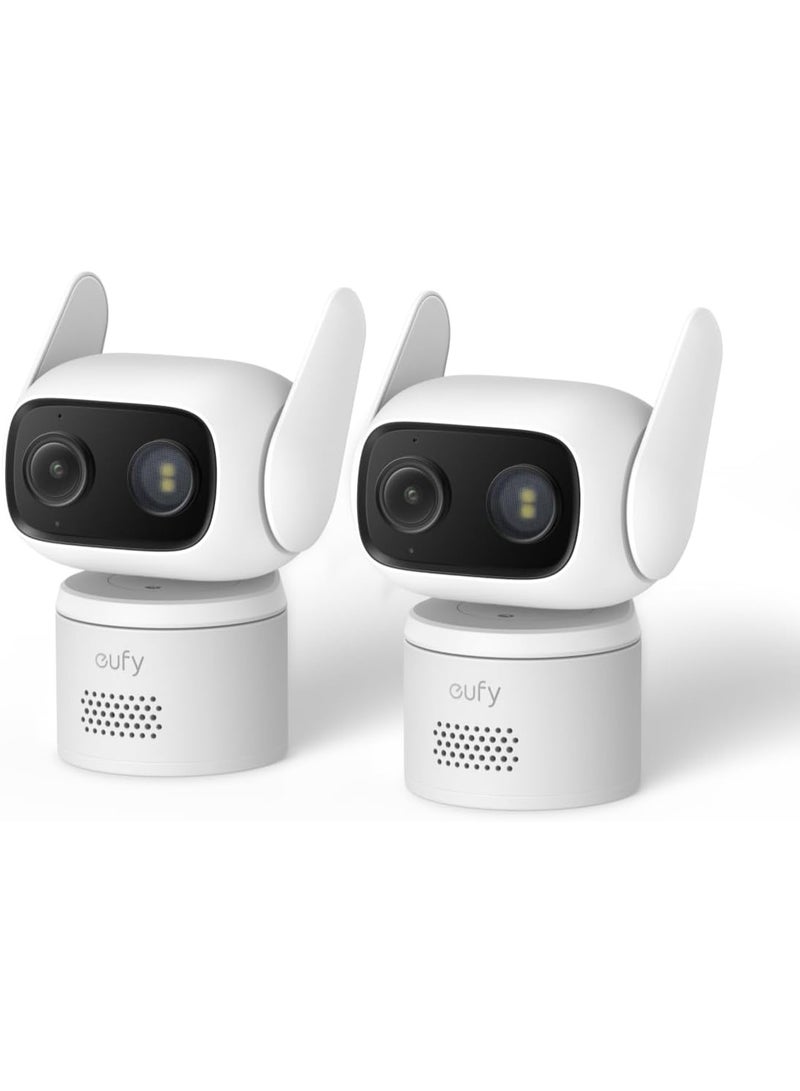 eufy Wired Cam C31 2-Pack, 360° Coverage with Pan and Tilt, Indoor and Outdoor, Dual Antenna, Color Night Vision, Local Storage, No Monthly Fee, AI Human/Vehicle/Pet/Cry Detection, 24/7 Recording - Image 1