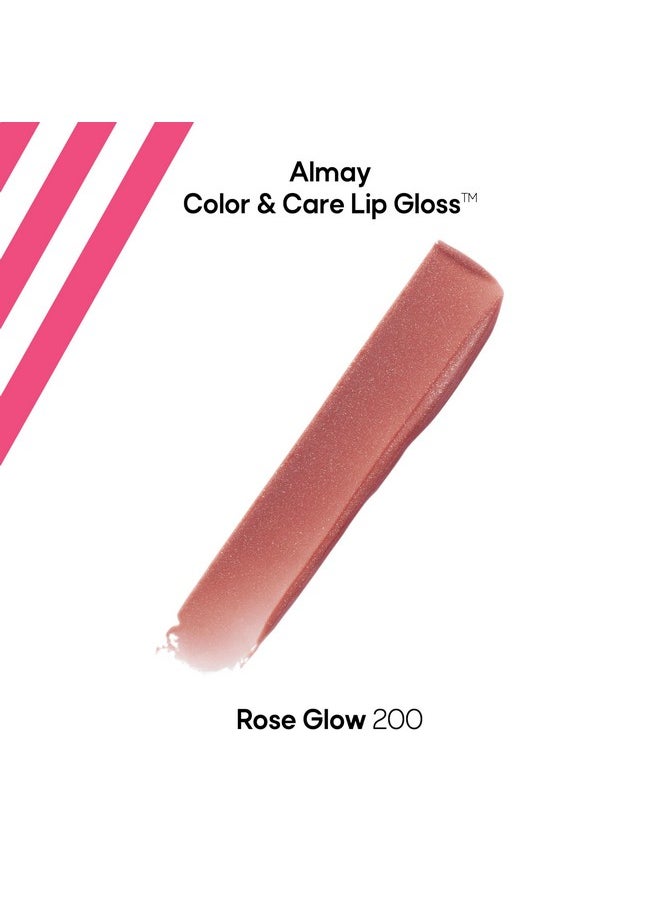Almay Hydrating Lip Gloss Soft Natural Colors Prebiotic Complex Hyaluronic Fillingsphere Technology 200 Rose Glow 0.1 Fl Oz.  - Image 2