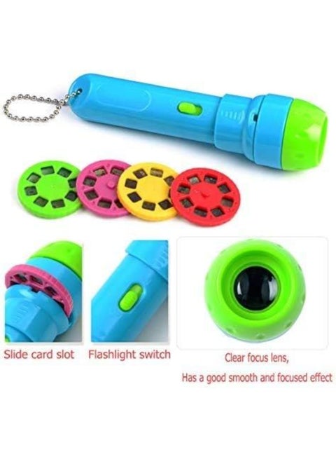 Kids Story Book Torch – Projector Flashlight Toy with 4 Story Discs | Includes Little Red Riding Hood, Ugly Duckling, The Cat & the Fox, and Three Little Pigs | Educational Bedtime Toy with Batteries