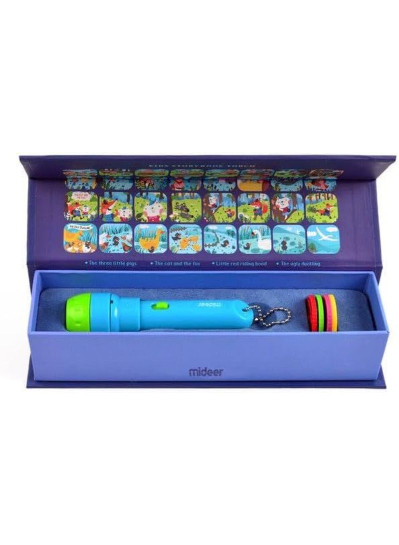 MiDeer Kids Story Book Torch – Projector Flashlight Toy with 4 Story Discs | Includes Little Red Riding Hood, Ugly Duckling, The Cat & the Fox, and Three Little Pigs | Educational Bedtime Toy with Batteries  - Image 4
