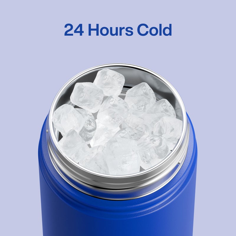 ENCOOL Kids Insulated Water Bottle with Straw - 12oz Stainless Steel Water Bottle with Dual Spouts, Leak-Proof, BPA-Free, Double Wall Vacuum Keeps Cold for 24 Hours for Sports, Travel (Beaucoup Blue) - Image 3