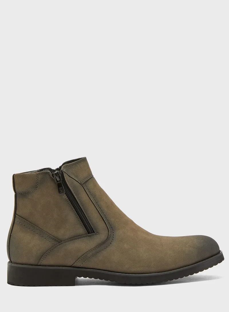 Robert Wood Faux Suede Chelsea Boots