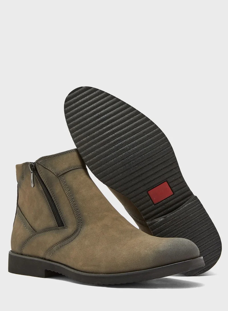 Robert Wood Faux Suede Chelsea Boots