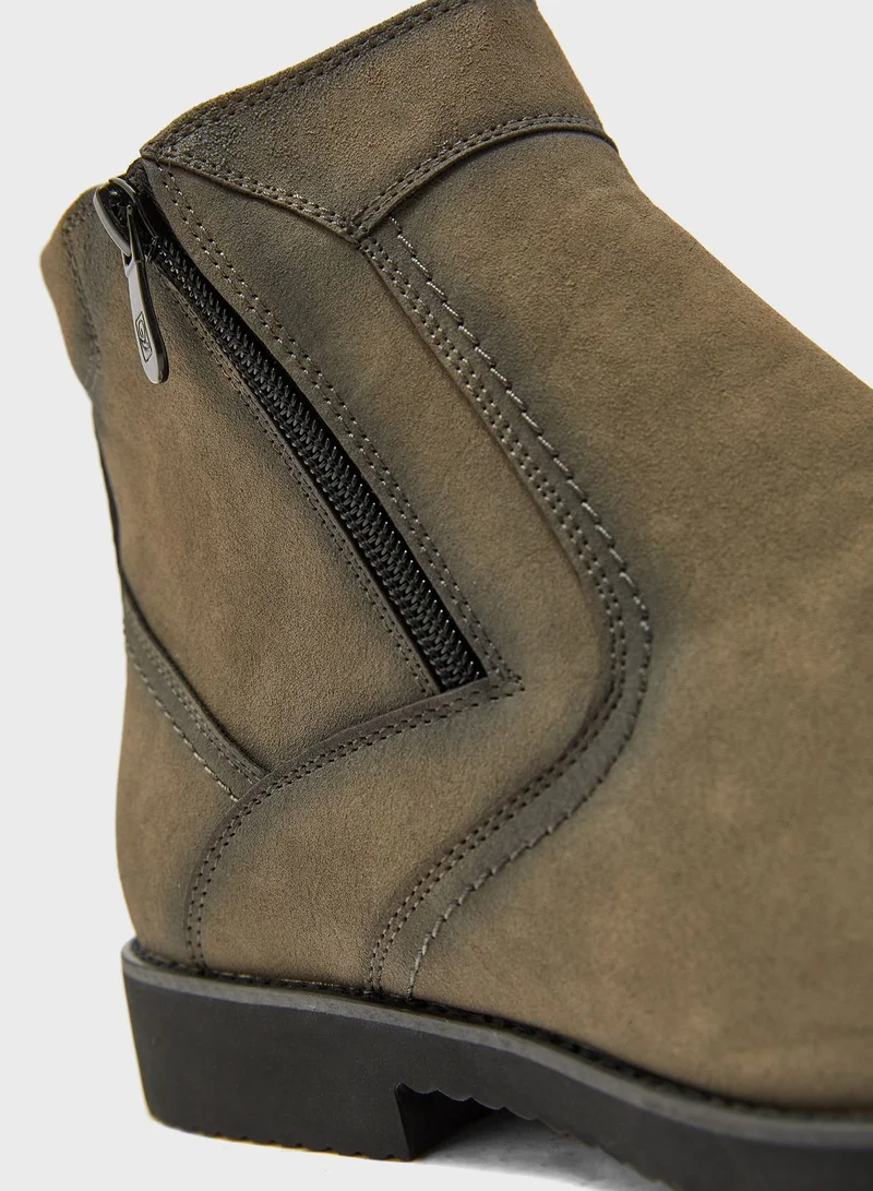 Robert Wood Faux Suede Chelsea Boots